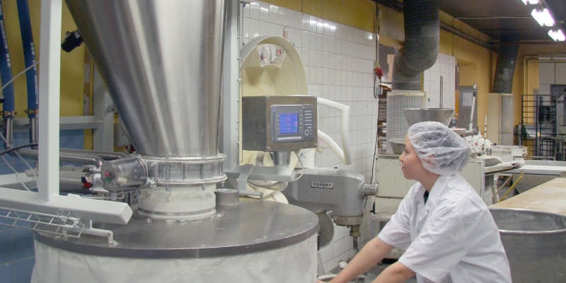 Scale hopper in artisan bakery